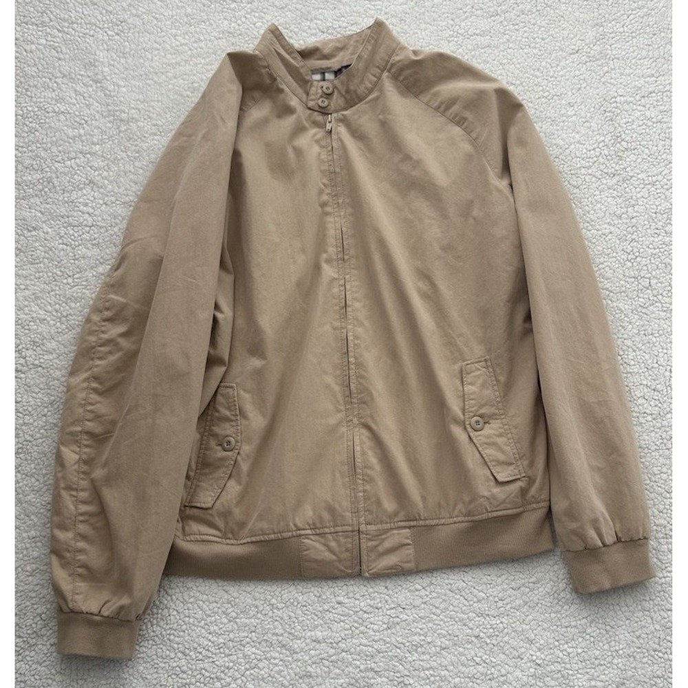 NEW Golf Bomber Tan Jacket Plaid Lined Size XL Khaki Full Zip Coat Beige 90s Y2K